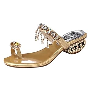 Vrouwen Crystal Ring Toe Strass Slippers Dames Causale Comfortabele Dikke Hak Mode Outdoor Party Schoenen Q4 Schoenen