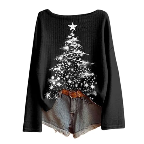 PAIDAXING Christmas Sweatshirt for Women, Cute Farm Goat Alpaca Xmas Graphic Printed Crew Neck Jumper, Casual Long Sleeve Pullover for Xmas Party