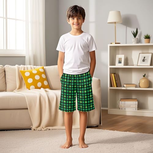 Check Clover Pattern Pajama Pants Short Sleep Pants Pajama Bottoms Elastic Waist with Pockets 6-14 Years 5