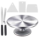 Cake Stand, Ohuhu Cake Decorating Supplies, Heavy Duty Aluminium12'' Cake Turntable with 2 Icing Spatula and 3 Comb Icing Smoother, Baking Cake Decorating kit, Rotating Display Stand