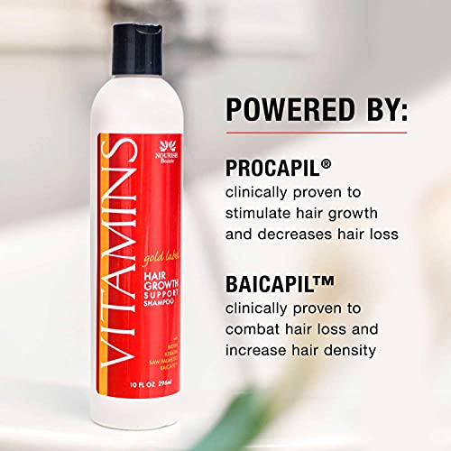 Nourish Beaute Vitamins Natural Shampoo For Hair Growth And Hair Loss For Hair Regrowth,Volume And Thickening With Biotin,Dht Blockers, No Sulfate, For Men And Women, Premium Gold Label, (Pack Of 1) #TOP3