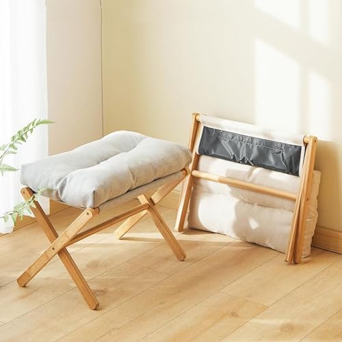 Reposapiés Acolchado, reposapiés Plegable, reposapiés Multifuncional Moderno, Taburete Plegable con Patas en X, otomano con cojín Suave para Sala de Maquillaje, Dormitorio,002