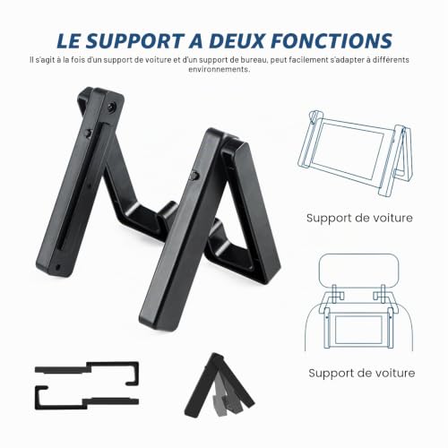 xtemtoamz Support Tablette Voiture, Porte pour Switch, Support de Voiture Bureau 2 en 1, Accroche Tablette pour Switch Regarder des Vidéos et Jouer, Noir – vue 3