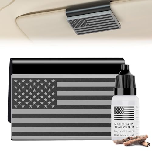 Car Freshener Mahogany Teakwood Car Air Diffuser for Sun Visor with Aroma Stone Magnet Clip – Luxurious Fragrance Oil Scents– Lasts 90 Days – Made in USA