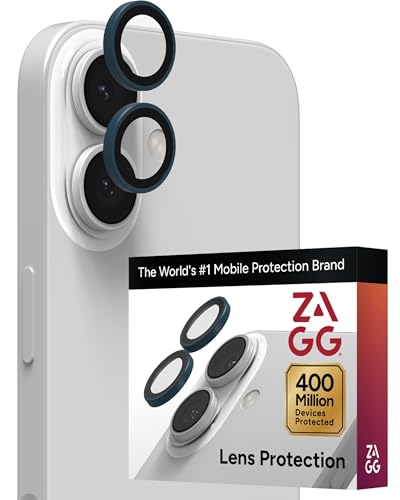 ZAGG iPhone Camera Lens Protector for iPhone 17/16/ 16 Plus - Blue, Camera Ring, Maximum Impact & Scratch Protection, Anti-Reflective Technology, Smudge-Resistant, Precise Fit, Glass Elite