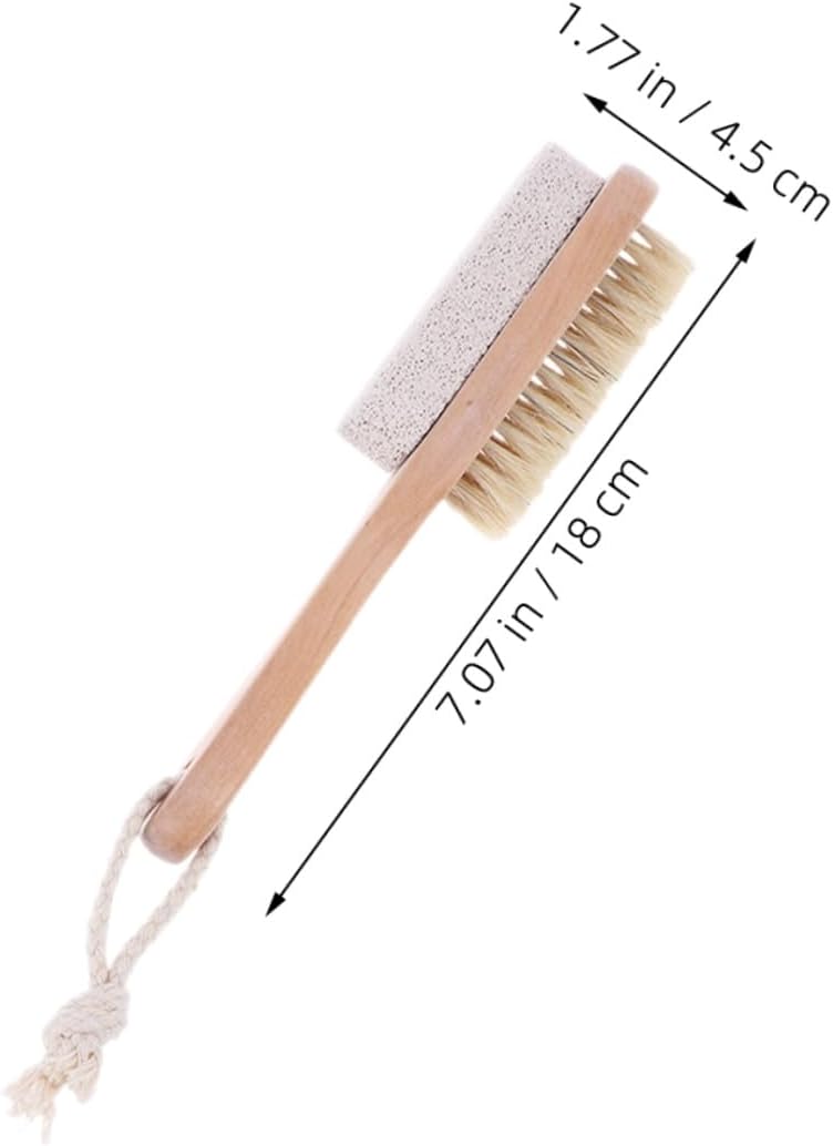 Artibetter 3pcs Foot Brush Pumice Stone Set with Wooden Handle for Dead Skin Removal and Hard Skin Softening Double-Sided Foot Scrubber for Shower Exfoliation