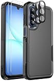 Ezanmull for Samsung Galaxy A17 5G Phone Case, [Military Grade Drop Protection] [Glass Screen Protector + Camera Lens Protector] Non-Slip Shockproof Case (Black)