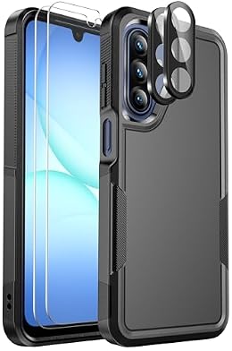 Ezanmull for Samsung Galaxy A17 5G Phone Case, [Military Grade Drop Protection] [Glass Screen Protector + Camera Lens Protector] Non-Slip Shockproof Case (Black)
