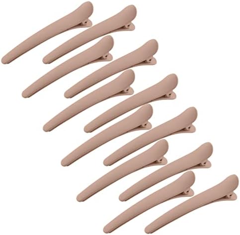 12 PCS Hair Clips for Styling Sectioning, YISSION 3.1 Inch Matte Alligator Hair Clips Hair Barrettes No Crease Duck Billed Hair Clip, Hair Styling Accessories for Women Girls Khaki
