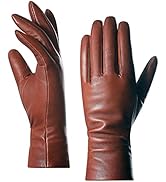 Guanti Invernali In Pelle Donna Harssidanzar - Pelle Italiana Con Cashmere, Vintage, Colore Cognac, Taglia XS - 3