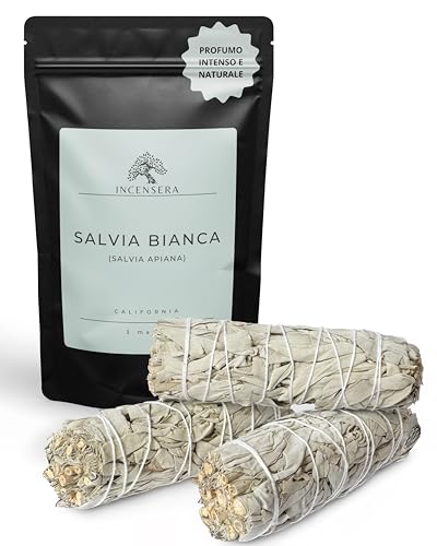 Incensera Salvia Bianca da Bruciare – 3 Confezioni Naturale Sciamanica per Purificazione, Armonia ed Energia Positiva
