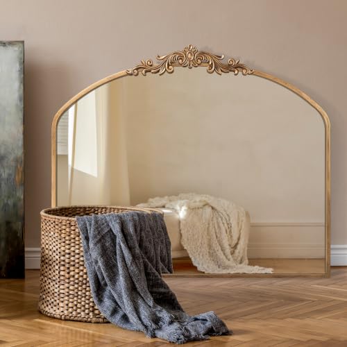 PERFNIQUE Vintage Arched Gold Mirror for Home Decor