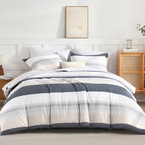 Andency Queen Comforter Set, Yellow Blue, 7 Pieces
