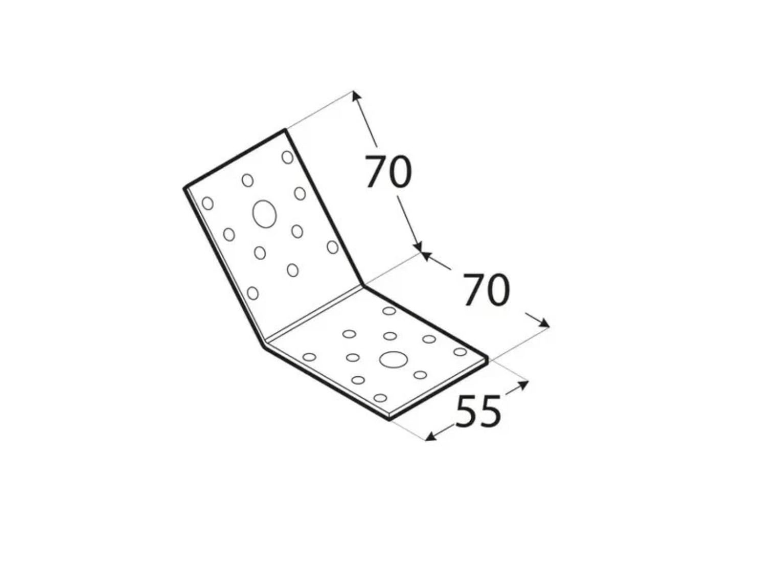 Lot de 20 raccords d'angle 135° - 70 x 70 x 55 x 2,5 mm - Angle de montage DOP+ETA