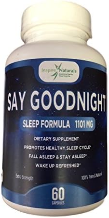Say Goodnight ~ Natural Sleep Aid, Insomnia Relief, Extra Strength Sleep Support, 100% Pure & Natural, Fall Asleep & Stay Asleep Formula,(Melatonin, Valerian, 5 HTP, Chamomile) 60 Vege Capsules