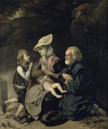 Cuadro sobre lienzo Mendicanti de Johan Zoffany, pintura decorativa para el hogar de 60x90cm