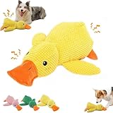 2025 Cute Yellow Calming Duck Dog Toy, Quack-Quack Duck Dog Toy, Cute Yellow Stuffed Calming Duck Dog Toys with Soft Squeaker, Interactive Dog Toys for Aggressive Chewers (Yellow)