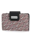 Nautica Carteira feminina de couro vegano com RFID, pequena bolsa para cartão de crédito com bolso para moedas com zíper e janela para identidade, Jacquard preto
