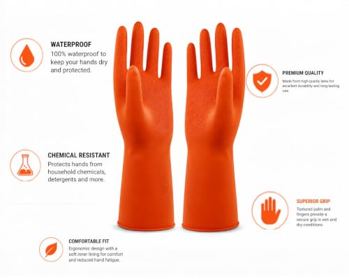 Image of Gardening 12-INCH Gloves - Heavy-Duty Rubber Hand Protection for Planting, Weeding, and Outdoor Garden Work (Waterproof, Non-Slip Grip)