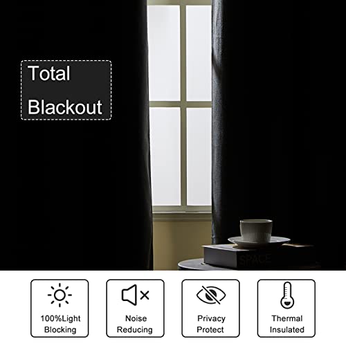Topfinel Privacy Heavy Curtains Set Of 2, Absolute Blackout, Noice Reducing Linen Textured Window Treatment, Cold And Heat Barrier For Bedroom Living Room, Silver Grommet, 52 X 90, Natural #TOP2