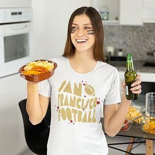 San Francisco Football Shirt for Women, Retro Stars Football Shirts Top White