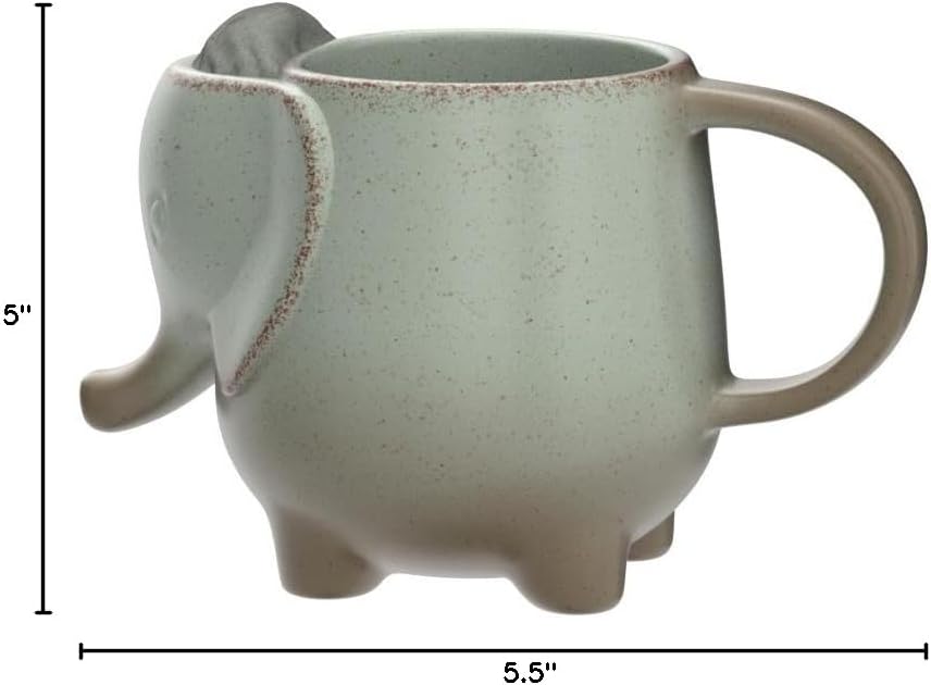 Ceramic Elephant Tea Mug – 15oz of Cozy Green Vibes - image 2