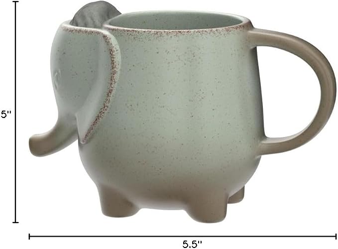 HAPPINESS APPLY HERE Taza de cerámica 15oz Elefante Verde miniatura 2