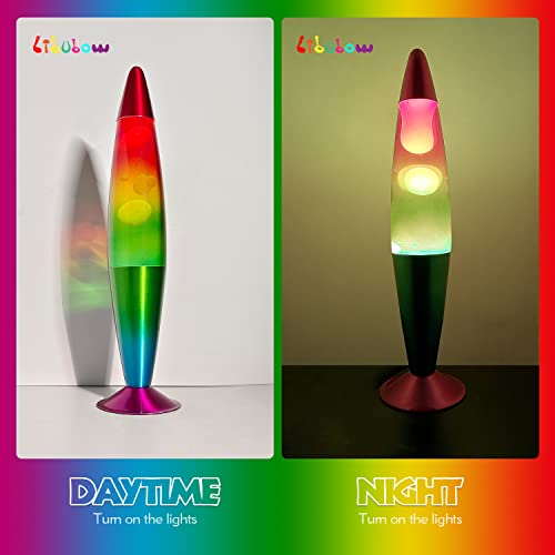 Image of 16 Inch Rainbow Lamp Liquid Motion Lamp with 2 Bulbs, Relaxing Mood Lamp for Home, Office, Bedroom, Red, Yellow, Green