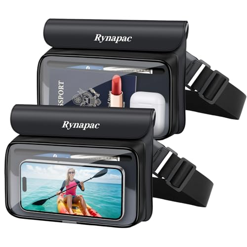 IPX8 Waterproof Fanny Pack, [Up to 8.5"] Waist Bag for Women, Floating Phone Pouch Dry Bag for iPhone 17 16 15 Pro Max, Passport, Wallet, Card, Travel Beach Kayaking Boating Essentials, 2 Pack