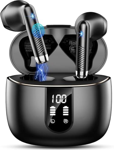 Drsaec Ecouteurs Bluetooth sans Fil 2026 avec APP, Écouteurs Bluetooth 5.4 Écouteurs sans Fil avec 4 ENC Réduction de Bruit Mic, IP7 Étanches Oreillette Bluetooth 56H Stéréo USB-C pour iOS/Android