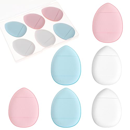 6 borlas de polvo para dedos, mini polvos, esponjas para la cara, lavables, reutilizables, para base, corrector, cosméticos, base, esponja, polvo mineral