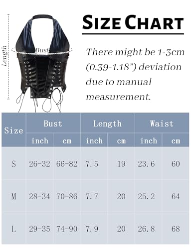 SEAUR Corpete feminino de couro PU com laço frontal, corpete com decote em V profundo, top vintage s