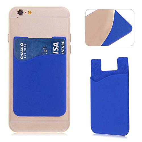 Unisex Silicone Adhesive Phone Wallet, Flexible Stick-On ID Credit Card Holder Pocket Pouch with Strong Adhesive for Smartphones - Durable, Compact, Lightweight (Blue)