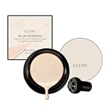 Glow Foundation Cushion Mushroom Head Air Cushion Glow Makeup CC Cream Permeable Natural Brightening Moisturizing Even Skin Tone for All Skin Types (White)