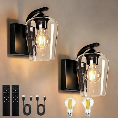 SURPALIG Battery Operated Wall Sconce Set of Two, Wireless, Rechargeable