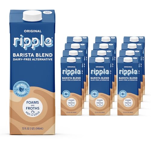 Image of Ripple Barista Non-Dairy Milk | Extra Cream & Foam l Shelf-Stable | Vegan | Plant-Based | 32 Fl Oz (Pack of 12)