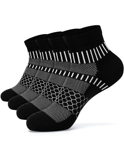 IRAMY Ankle Compression Socks for Men Women Cushioned Running Athletic Socks Plantar Fasciitis Relief 2 Pairs