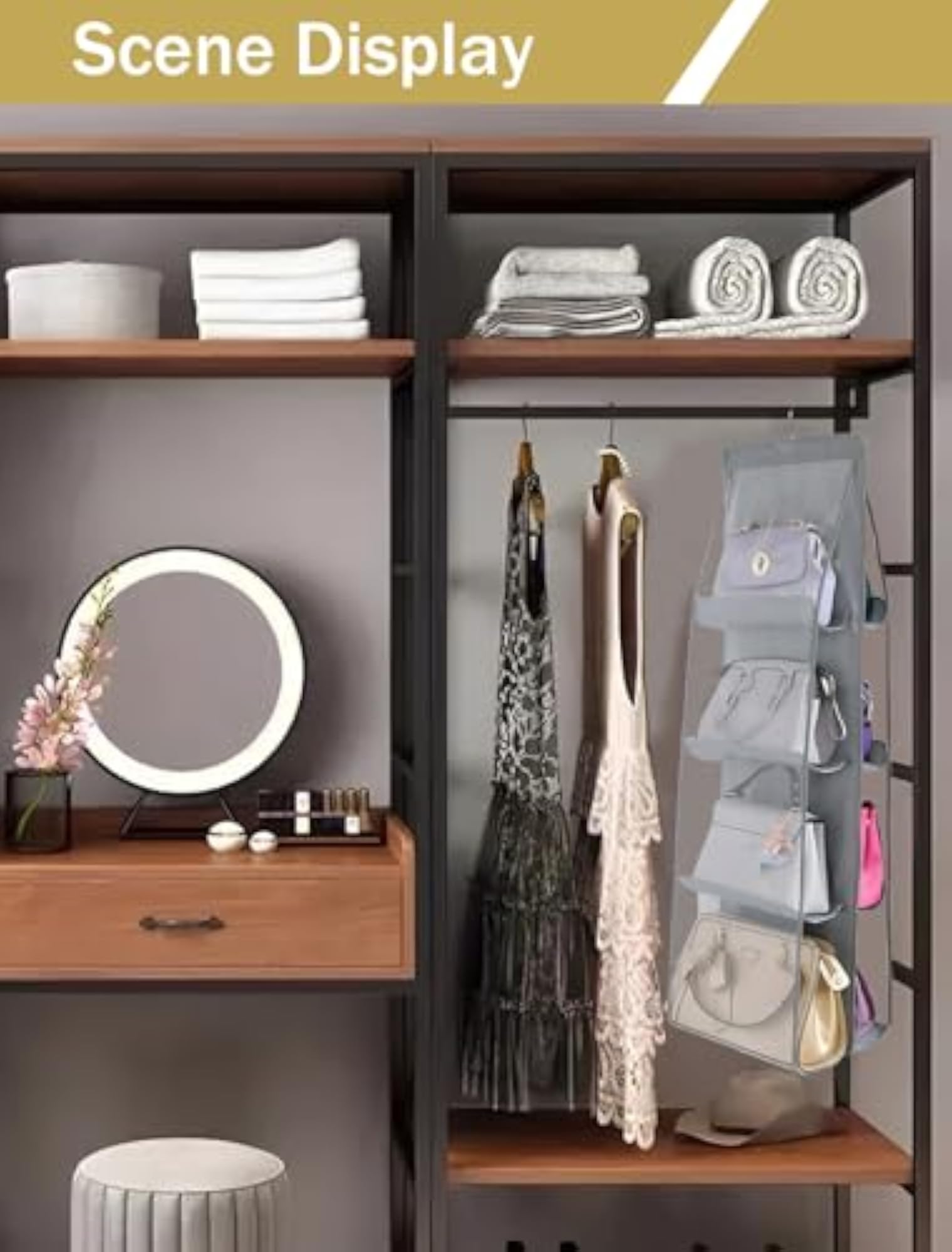 8-Pocket Handbag Hanger Organizer for Closet Storage