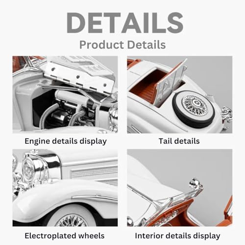Image of Exclusive Alloy Metal Pull Back Die-Cast Car Diecast Metal Pullback Toy Car with Openable 6 Doors,Light Music Boys Gifts Toys (1:24 Marcedees Benz 500K-White)