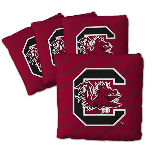 YouTheFan Officially-Licensed NCAA South Carolina Gamecocks Set of 4 Cornhole Bags - All Weather Regulation 6” x 6” Size - 16oz Weight - Designed in USA