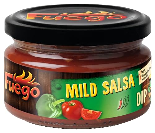 Fuego - Mild Salsa Dip | Mexikanische, fruchtig-würzige Dip-Sauce | für Tortilla-Chips | Vegan, ohne Geschmacksverstärker | 200 ml
