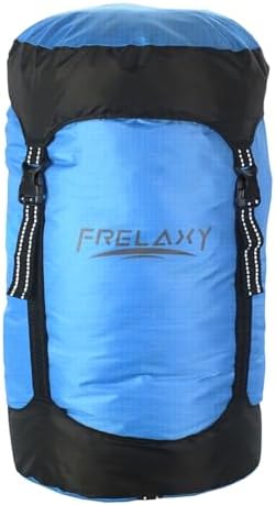 Frelaxy Compression Stuff Sack, Water-Resistant & Ultralight & Compact Sleeping Bag Compression Sack with Reflective Straps (8L/15L/25L/35L) - Space Saving Gear for Camping, Traveling (Blue, S)
