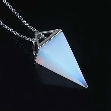 Natural Gem Stone Pyramid Pendulum Pendant Crystal Quartz Onyx Necklaces Suspension for Women Men-Green Aventurine SMA