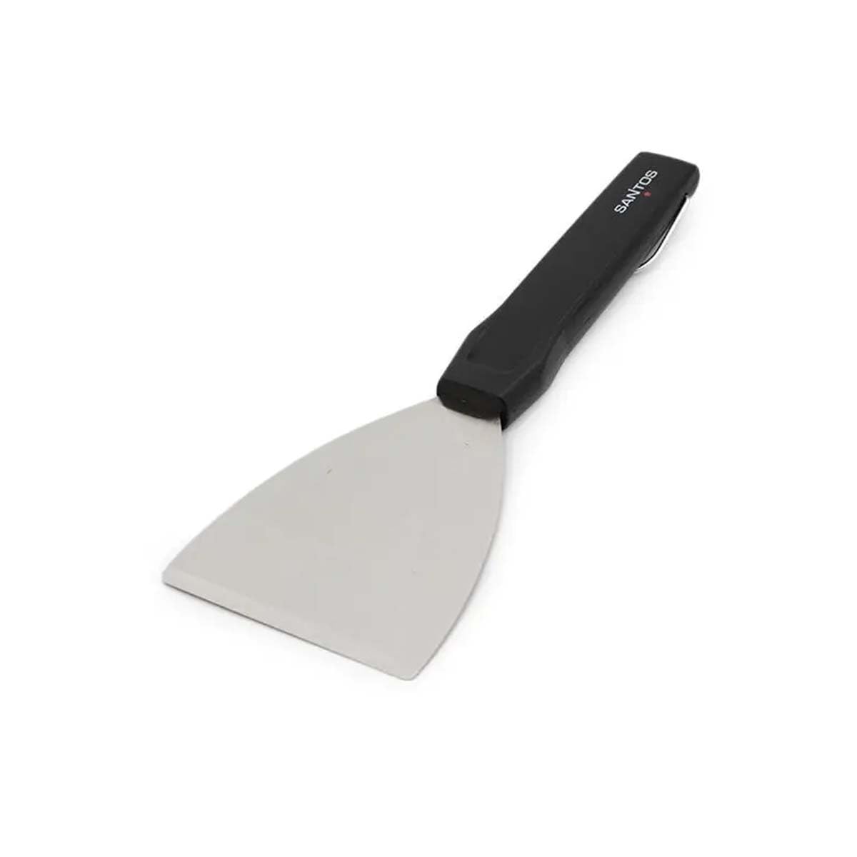 SANTOS Edelstahl Plancha Set 3-Teilig - 2 Grillspachtel, 1 Grillschaber - Plancha, Grillplatte & Teppanyaki - rutschfest - spülmaschinengeeignet