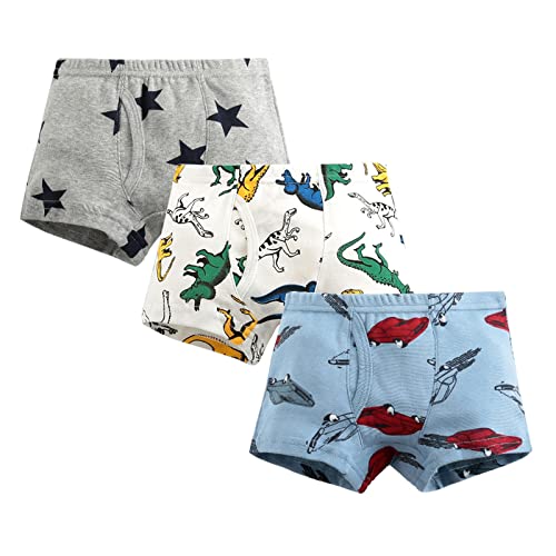 Boys Kids Toddler Organic Cotton Underwear Cartoon Dinosaur Pattern Bo𝐱er Briefs Pack of 3 Underwear for Boy2