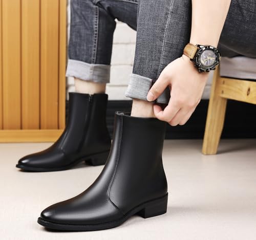 DADAWEN Men's Chelsea Boots Leather Fashion Casual Ankle Chukka Boots with Side Zipper Dress Boots for Men2