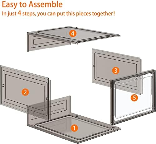 HOMIDEC 6 pcs Shoe Box, Shoe Storage Boxes Clear Plastic Stackable, Shoe Organizer Containers with Lids for Women/Men 34.5 x 27 x 19 cm