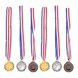 GATHINESS 6 Piezas Medallas Deportivas de Zinc y Poliéster para Eventos Deportivos con Fácil Entrega y Reconocimiento Deportivo en Competencias Escolares y Fiestas