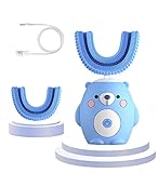 Kids Ultrasonic Electric Toothbrush,U Shaped Automatic Toothbrushes 360° Cleaning with Six Smart Modes Auto Whitening Toothbrush IPX7 Waterproof Design for Children Kids Toddler 2-7 Years Old(Blue)