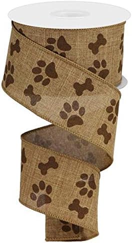 Dogpatch Ribbon Amazon.com: Craig Bachman Paw Print & Dog Bone Wired Edge Ribbon, Tan ...